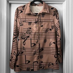 Vintage! Musical Note Print Button Down Shirt